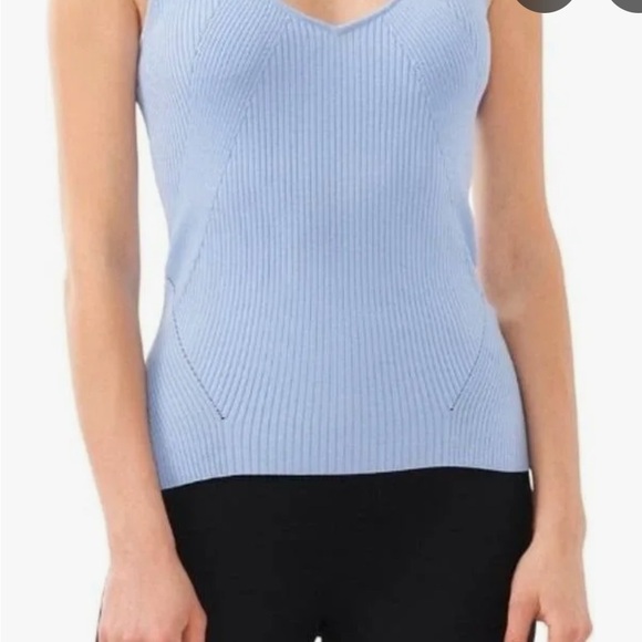 Halogen Blue Ribbed Fitted Sleeveless Tank Top by Halogen   XL - Picture 3 of 11